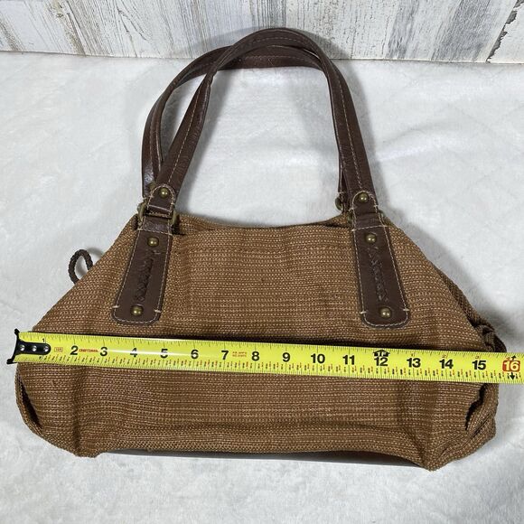 Fossil Genuine Classic 1954 Key Oasis Brown Straw & Leather Satchel Shoulder Bag - Picture 12 of 12